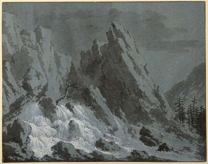 Landscape with an Alpine Waterfall